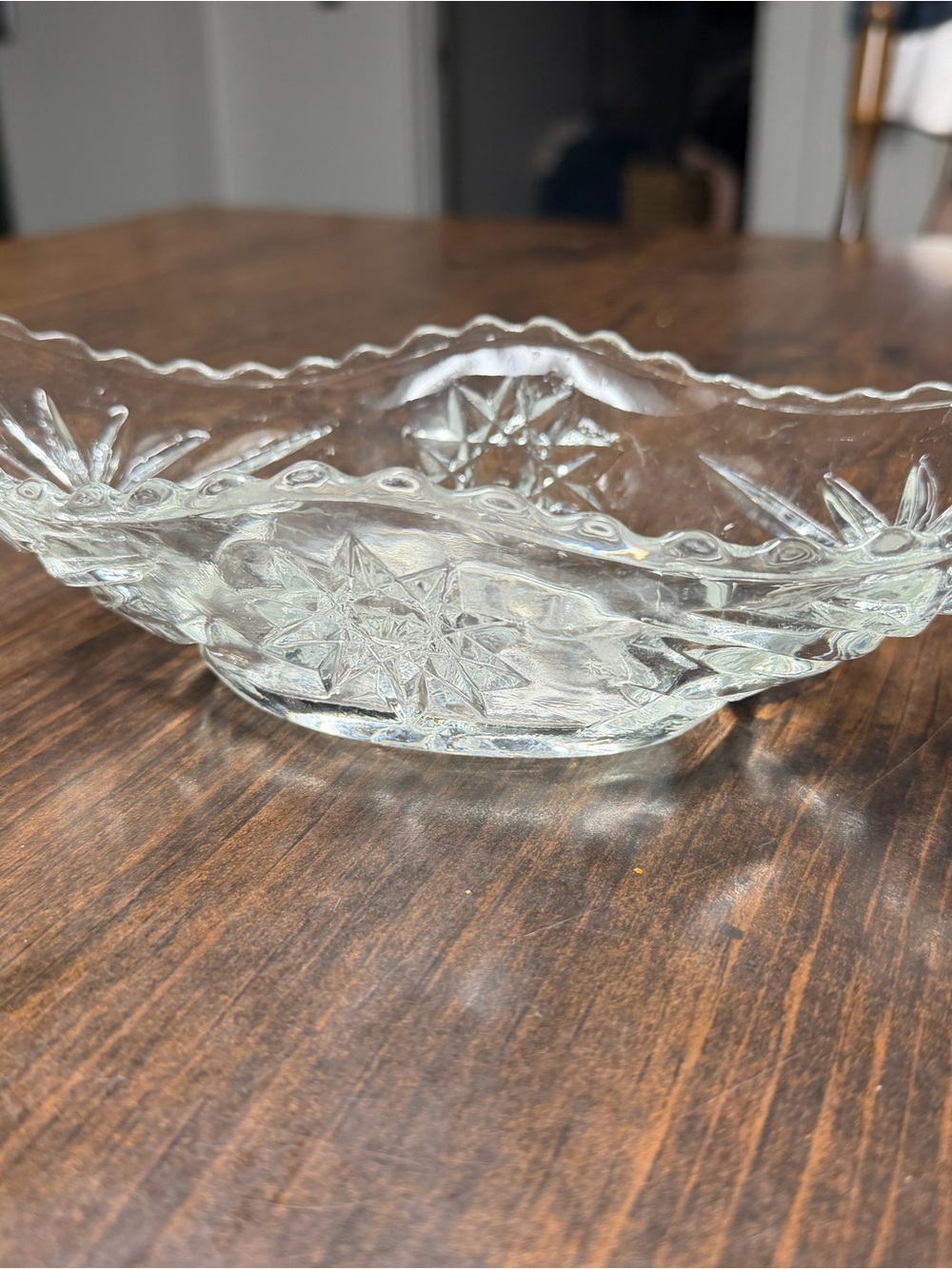 Clear Pressed Glass Decorative Serving Bowl - Classic Cut Design